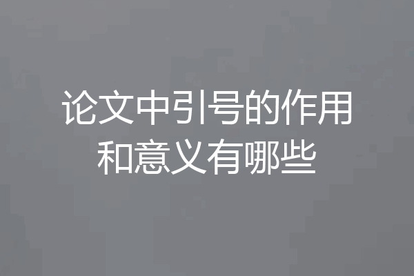 论文中引号的作用和意义有哪些