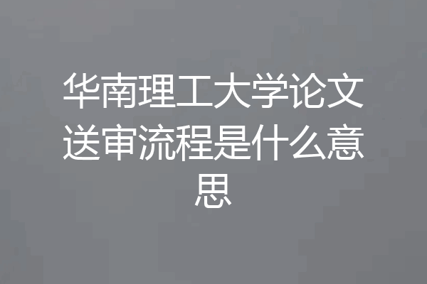 华南理工大学论文送审流程是什么意思