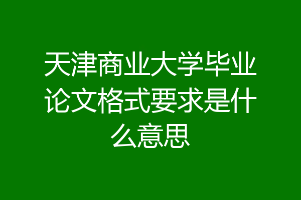 天津商业大学毕业论文格式要求是什么意思