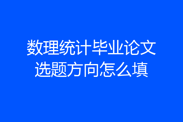 数理统计毕业论文选题方向怎么填