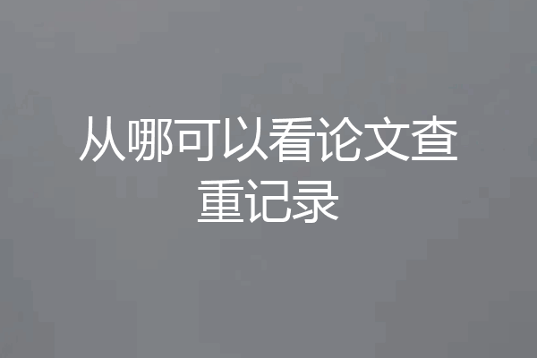 从哪可以看论文查重记录