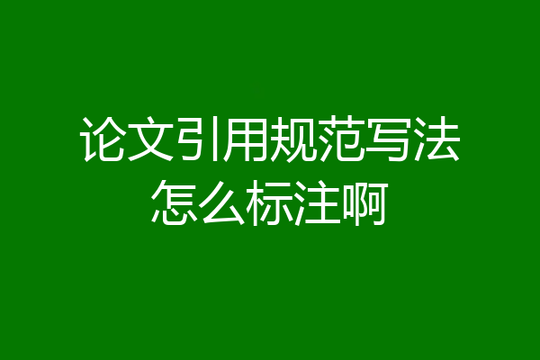 论文引用规范写法怎么标注啊