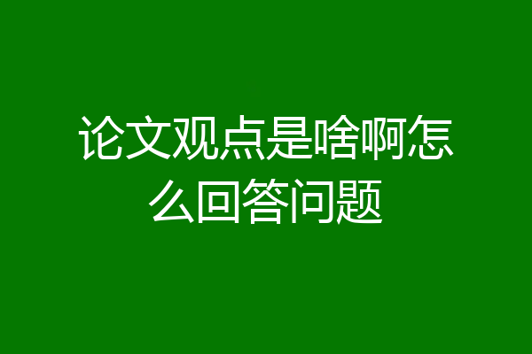 论文观点是啥啊怎么回答问题