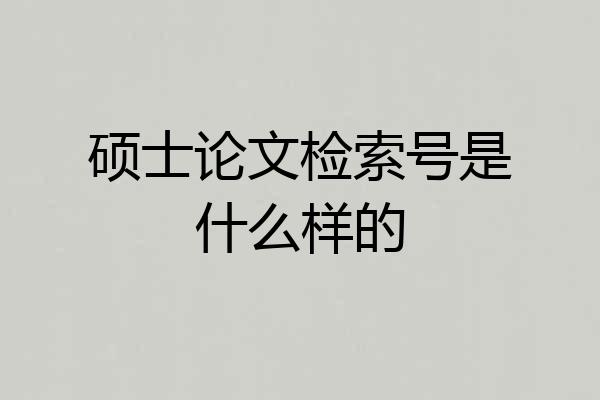 硕士论文检索号是什么样的