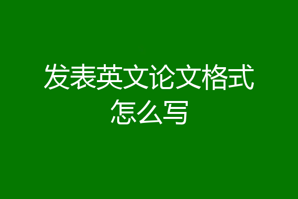 发表英文论文格式怎么写