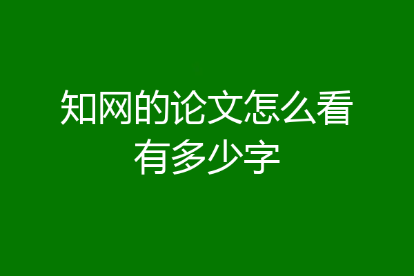 知网的论文怎么看有多少字