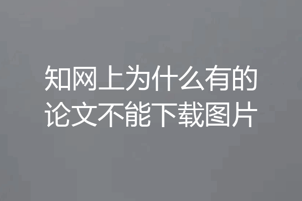 知网上为什么有的论文不能下载图片