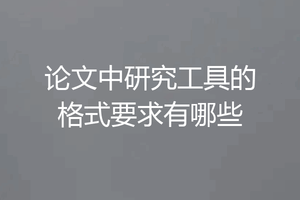 论文中研究工具的格式要求有哪些