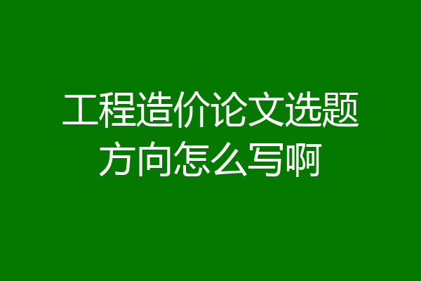 工程造价论文选题方向怎么写啊