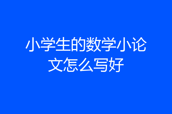 小学生的数学小论文怎么写好