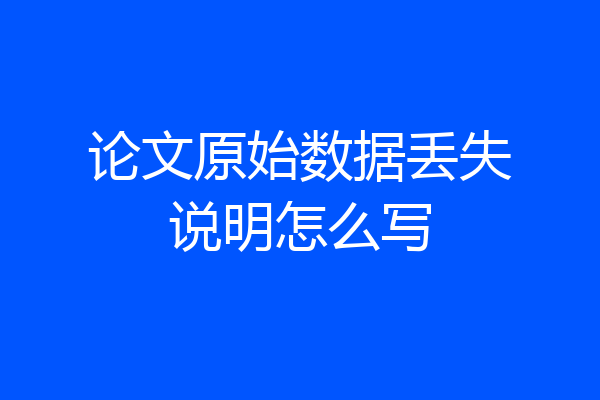 论文原始数据丢失说明怎么写