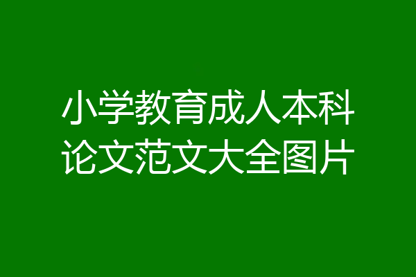 小学教育成人本科论文范文大全图片