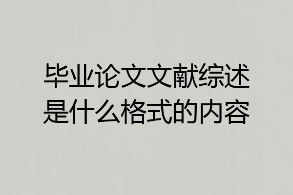 毕业论文文献综述是什么格式的内容