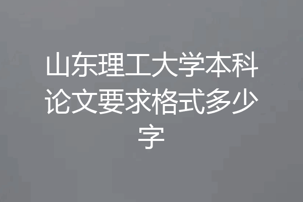 山东理工大学本科论文要求格式多少字