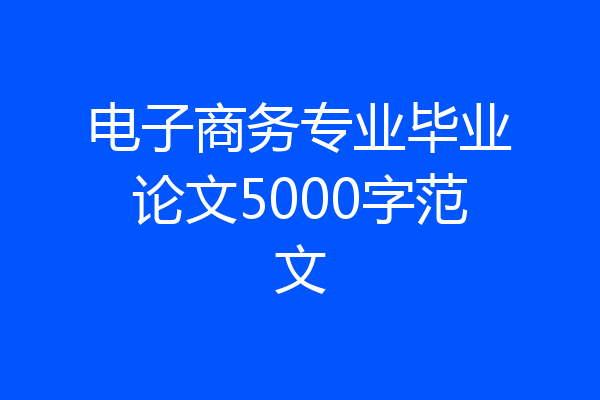 电子商务专业毕业论文5000字范文
