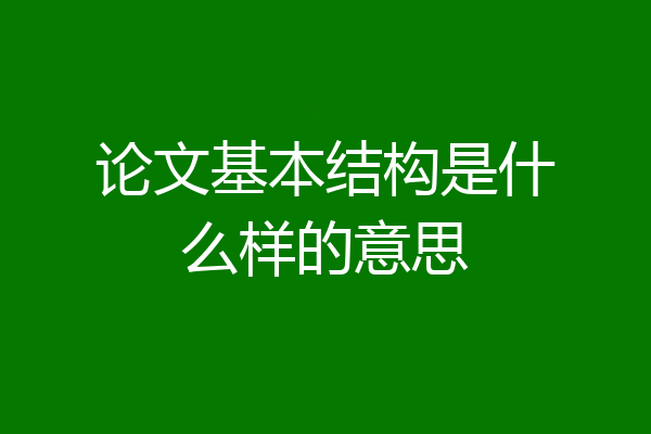 论文基本结构是什么样的意思
