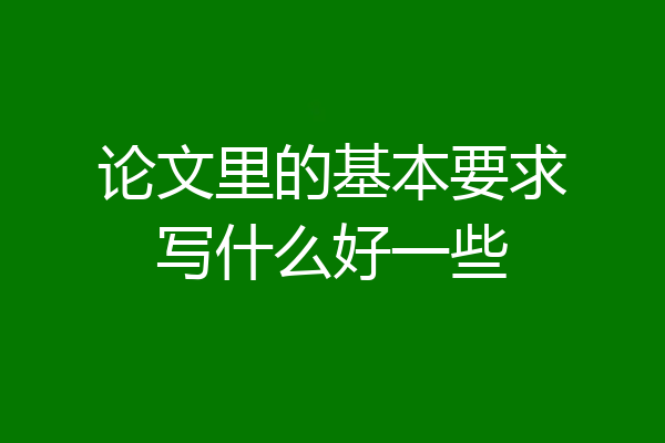 论文里的基本要求写什么好一些