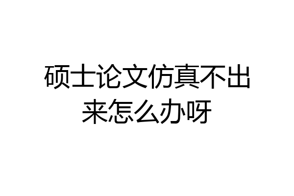 硕士论文仿真不出来怎么办呀