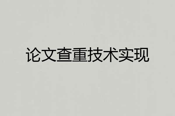 论文查重技术实现