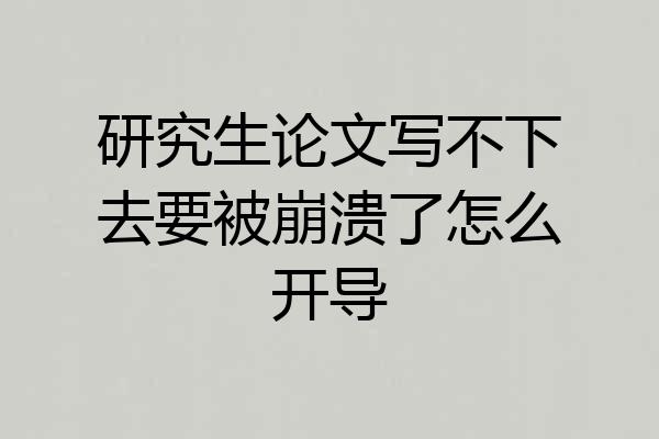 研究生论文写不下去要被崩溃了怎么开导