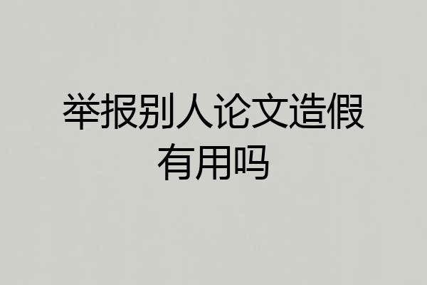 举报别人论文造假有用吗