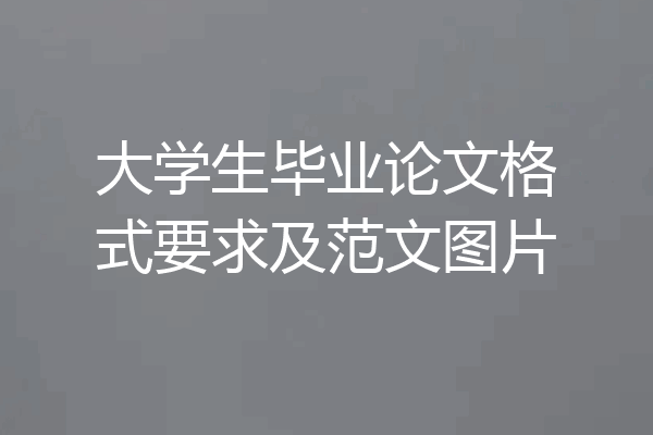大学生毕业论文格式要求及范文图片