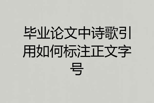 毕业论文中诗歌引用如何标注正文字号