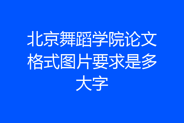 北京舞蹈学院论文格式图片要求是多大字