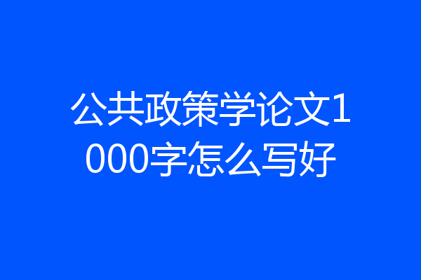 公共政策学论文1000字怎么写好