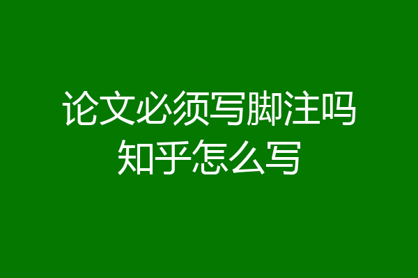 论文必须写脚注吗知乎怎么写