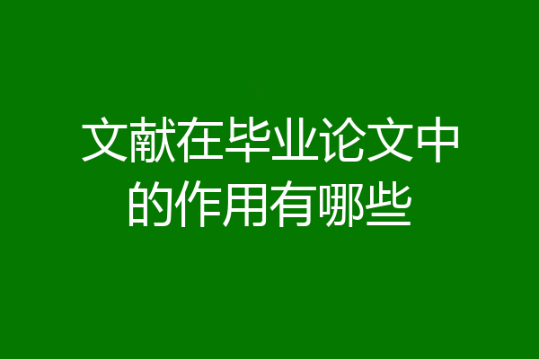 文献在毕业论文中的作用有哪些