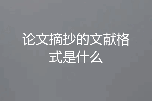 论文摘抄的文献格式是什么
