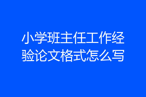 小学班主任工作经验论文格式怎么写