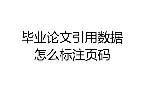 毕业论文引用数据怎么标注页码