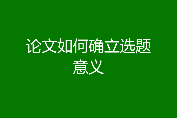 论文如何确立选题意义