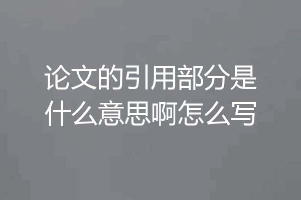 论文的引用部分是什么意思啊怎么写