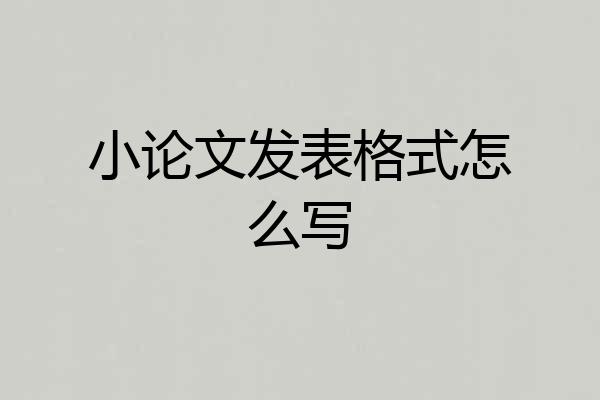 小论文发表格式怎么写