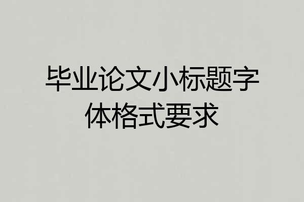 毕业论文小标题字体格式要求