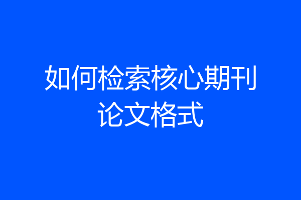 如何检索核心期刊论文格式