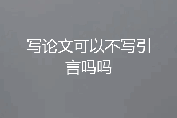 写论文可以不写引言吗吗