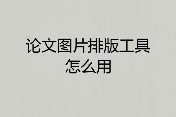 论文图片排版工具怎么用