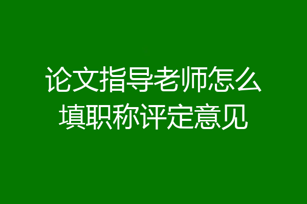 论文指导老师怎么填职称评定意见