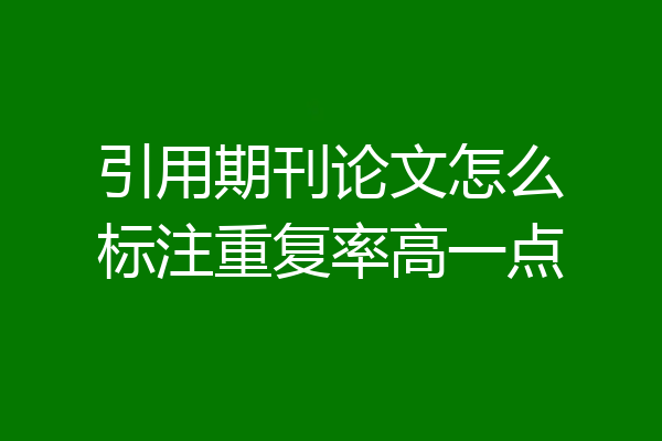 引用期刊论文怎么标注重复率高一点