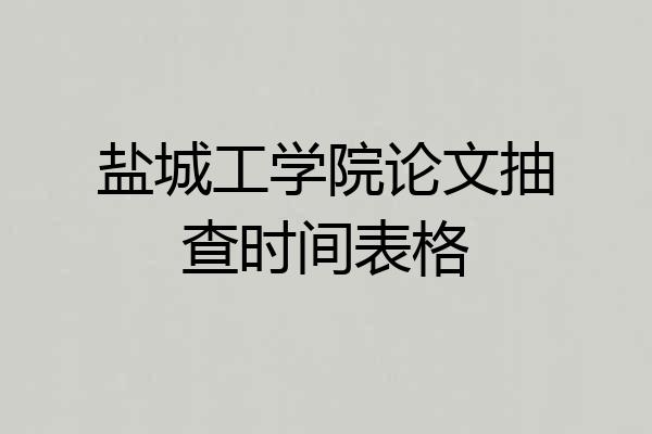 盐城工学院论文抽查时间表格