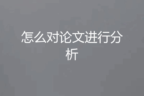 怎么对论文进行分析