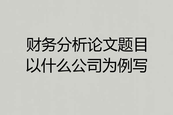 财务分析论文题目以什么公司为例写