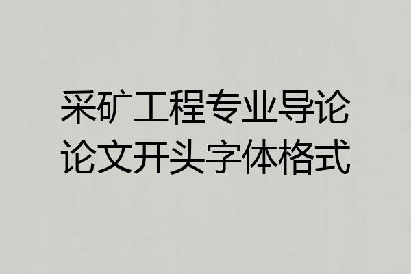 采矿工程专业导论论文开头字体格式