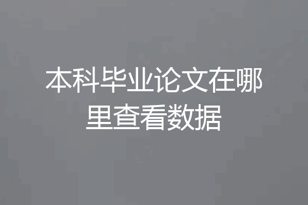 本科毕业论文在哪里查看数据