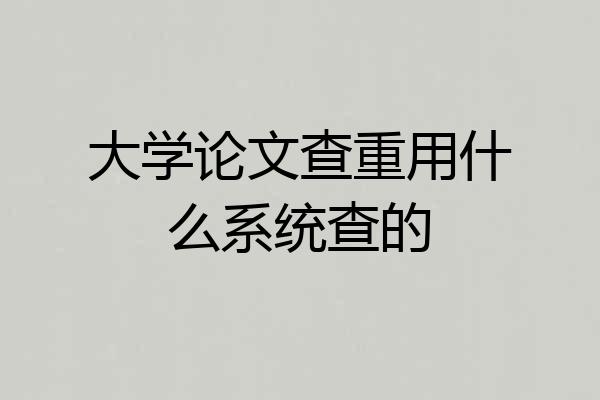 大学论文查重用什么系统查的