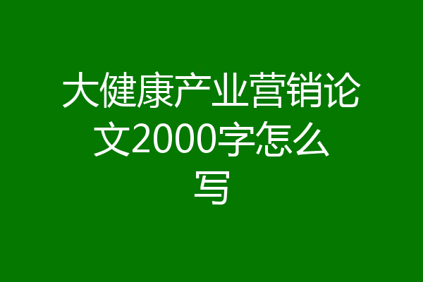 大健康产业营销论文2000字怎么写